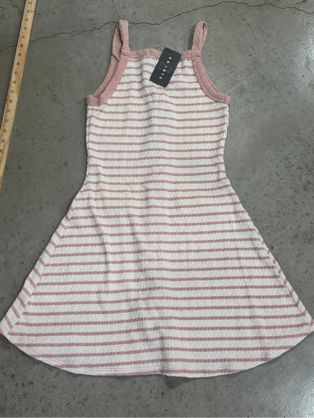 Girls Pink & White Striped Knit Button-Front Dress - Picture 4 of 4